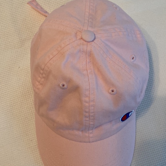 Champion Logo Spell out Baseball Hat Strap Back Adjustable Pink Color - Picture 12 of 12